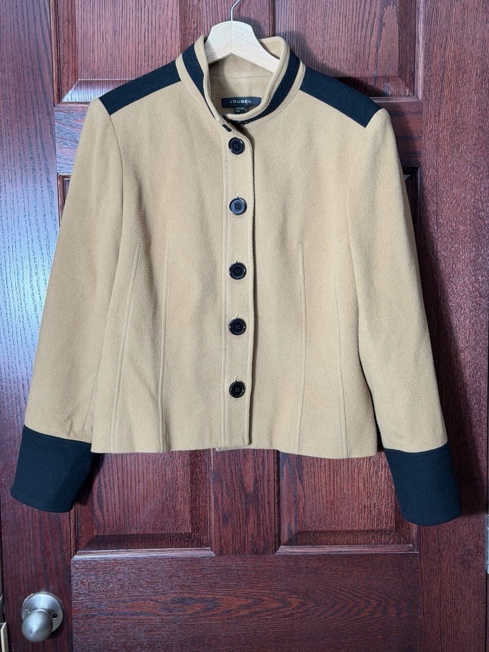Louben Designer Jacket Wool Cashmere Size 8 Quiet Luxury Colorblock VTG 90s